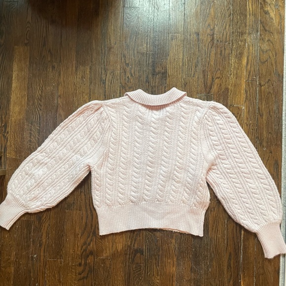 LIKE NEW PUFF SLEEVE CROPPED BUTTON FRONT SWEATER - Picture 2 of 5